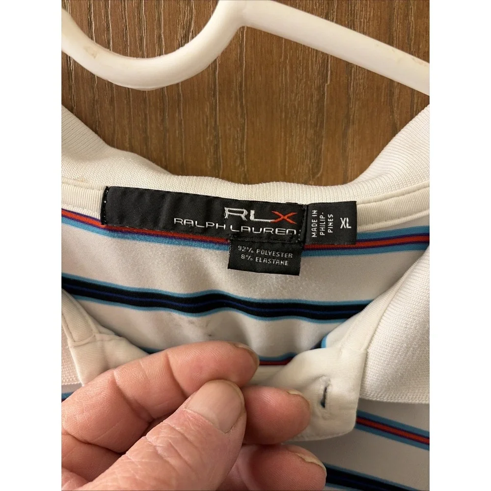 Ralph Lauren RLX Golf Polo The Dominion Logo‎ Red White Blue Stripes XL